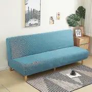 Large Armless Sofa Bed Slipcover Couch Cover Without Armrests Stretch Folding Futon Cover Dust-proof Elastic Removable Jacquard-Blue-L(length160-190cm)