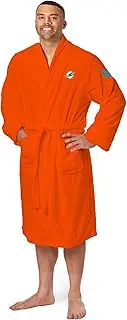 NORTHWEST The Company Official NFL Miami Dolphins Men's L/XL Silk Touch Bath Robe Retro Logo with Number, Orange, 26" x 47", Orange, Large-X-Large