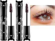 2 Packs Brown Waterproof Volumizing Mascara - Natural Hypoallergenic Lengthening Curling Defining Classic Everyday Makeup for Women - Cruelty