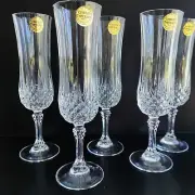 Vintage French Cristal D'arques Champagne Flutes - NEW with Tag Set of 6 Glasses