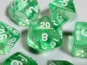 Crystalline Green DnD Dice Set | Dungeons and Dragons | 7 Dice RPG Polyhedral S