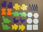 Perler Beads Pegboard Animal Shape 24 Piece Lot Dinosaur Dog Cat Turtle Tweezers