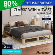 ALFORDSON Bed Frame Wooden Timber Double Size Mattress Base Platform Oak JACOB