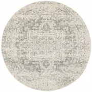 Evoke Round Rug In White & Silver