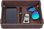 CASIRENA Faux Leather Valet Tray Organizer for Men - Catch-All Tray for Entryway Table Key, Wallet, Watch, Coin Change, Phone, Dresser EDC Dump Jewelry, Bedside Nightstand Desk-top Catchall Tray