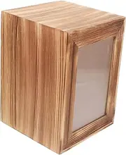 Happyyami Memorial Pet Wooden Ash Urn with Photo Frame Durable Cat and Dog Remembrance Keepsake Box Elegant Design for Home Office Display and Easy to Carry