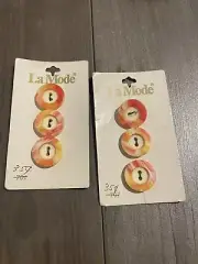 6 Vintage - La Mode Italy - Orange Two-Hole Buttons #28335 Size 19 MM - (3/4")
