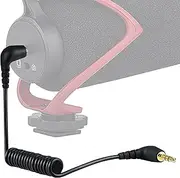 Geekria for Creators 3.5mm TRS to TRS Microphone Coil Cable 1.6 ft / 50 CM, Compatible with Rode SC2, VideoMic, VideoMicro, VideoMic GO II, Wireless GO II Mic Connect Camera, Mic Cord (Black)