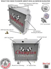 AL Champion 3 Row All Aluminum Radiator for 1966 Plymouth Barracuda V8 Engine