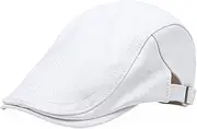 [Lifup] Newsboy Hats for Men PU Leather Ivy Flat Cap Adjustable Fashion Beret Hat Cabbie Hat