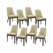Claire Set of 8 Dining Chair Genuine Leather Solid Rubber Wood Frame - Taupe
