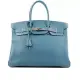 HERMES Birkin 35cm 銀釦牛皮手提包_展示品 (藍色)