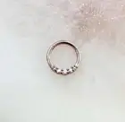 Titanium Rosegold Borealis Crystal Clicker. 8mm or 10mm. 16G. For Septum, Daith.