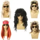 Men Long Curly Synthetic Wigs for Men Cosplay Wigs Male Curly Hair Blonde Wig AU