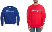 CHAMPION MEN'S REVERSE WEAVE CREWNECK SWEATSHIRT RED, SURF CHAINSTITCH LOGO GF70