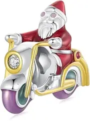 [Teleye] Luminous Santa Claus Charm 925 Sterling Silver Charm Fits For Pandora Bracelet Necklace,SCC2645, Cubic Zirconia, Created Cubic Zirconia