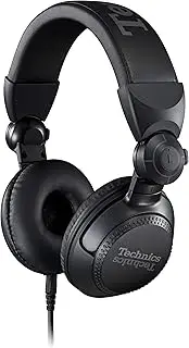 Technics EAH-DJ1200EK Over Ear Professional DJ Wired Headphones, 270° Swivel Housing and Locking Detachable Cord with Lightweight, Foldable Sleek Design - Black