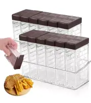 GothaBach Set Brown Spice Shaker Jars 6 Cases Seasoning Shaker Box (V5J)
