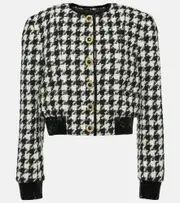 [Balmain] Balmain Houndstooth tweed jacket UK 18 black