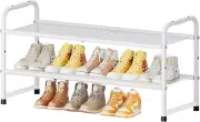 Shoe Rack for Closet, 32 Inch Metal Shoe Rack Organizer Heavy Duty, 2 Tier Mesh