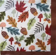 Two (2) Fall Autumn Leaves Acorns Leaf Paper Luncheon Napkins Art Decoupage