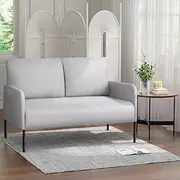 [Artiss] Armchair, Grey Recliner Lounge Dining Chairs 2-Seater Sofa Nursing Occasional Reading Seating Armchairs Home Living Room Bedroom Furniture, Upholstered with Linen Fabric