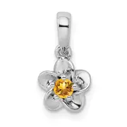 Sterling Silver Rhodium-plated Floral Citrine Pendant