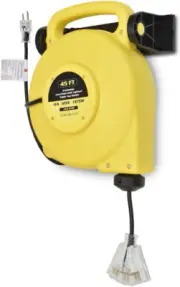 Retractable Extension Cord Reel Wheel Electric Power with Outlets Heavy Duty