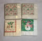 Set Of 4 Packages Unopened Vintage Christmas Cocktail Beverage Napkins