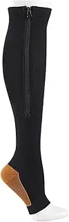 [GeRRiT] Compression Socks Zipper Fashion Women Men Pain Relief Knee High Zip Leg Support Knee Sox Open Toe Solid Color Socks YSZ02 (Color : YSZ01-Black Coffee, Size : XXL)