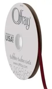 Offray 1/4" Wide Double Face Satin Ribbon, 100 Yards, Burgundy Red