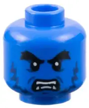 LEGO New Blue Minifigure Head Alien Bushy Eyebrow Fang Scowl/Grin Glasses D186