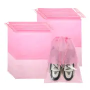 18pcs Travel Shoe Bags Non-Woven Drawstring Organizers Bags, Pink
