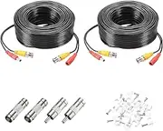uxcell BNC Video Power Cable,30m/98ft All-in-One Security Camera Wire Cord DC Extension Wire for CCTV Security DVR Camera System Installation Plug & Play Cord,2 Set Black