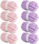 Cozy 8 oz Chunky Chenille Yarn in Pink & Purple - Perfect for Easy Crafting