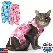 Cat Recovery Suit: Soft Pink Post-Surgery Suit for Cats with Paw Print Design