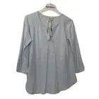 New Lucky Brand Boho Style Light Blue Cotton Three Quarter Sleeves Top