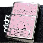 Zippo Shimaenaga Bird Silver Pink One Sided Processing Printing Lighter Regular