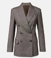 [Brunello Cucinelli] Brunello Cucinelli Wool and linen-blend blazer AU 6 brown