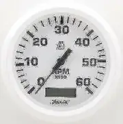Faria 33132 Dress Tachometer Gauge with Hourmeter 6000 RPM-White, 4"