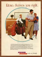 1985 Reno Hotels Vintage Print Ad/Poster Retro 80s Travel Nevada Art Décor