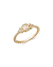 Bloomingdale's Fine Collection Diamond Emerald Cut & Round Bezel Ring in 14K Yellow Gold, 0.28 tcw