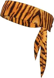 Tiger Striped Pattern Sports Strap Double-Sided Headscarf Men's Bow Tie Sports Headscarf Running Yoga Exercise Headband