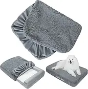 Moonsea Dog Bed Covers Soft Plush Replacement Washable, Waterproof Liner Grey, Mattress Cover, Pet Cover 44x35 Inches, for Dog/Cat, Only