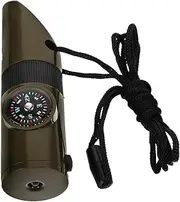 Hiking Whistle with Compass Thermometer Torch Emergency Safety Whistle for Outdoor Survival High Decibel Sound Portable Multi Functional Camping Tool