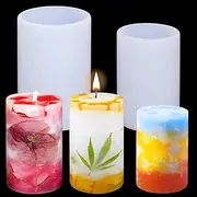 Mity rain Cylinder Candle Molds for Candle Making, Pillar Candle Silicone Molds for Resin Casting Epoxy Mold for Making Wax Candles, Soaps, Polymer Clay, Crafts (2pcs)