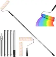 Paint Roller Brush Set2 Quality Head 6.5Ft Stainless Steel Detachable Pole Mural