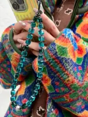 String Ting Emerald City Drip Ting Crystal Wristlet Phone Strap Stringting