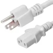 5 PACK LOT 3ft 5-15P - C13 White Power Cord 18AWG 10A/1250W 125V 3-Prong 1M