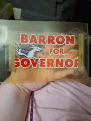 Barron For Governor Sticker Vintage Unused In A Sleeve.
